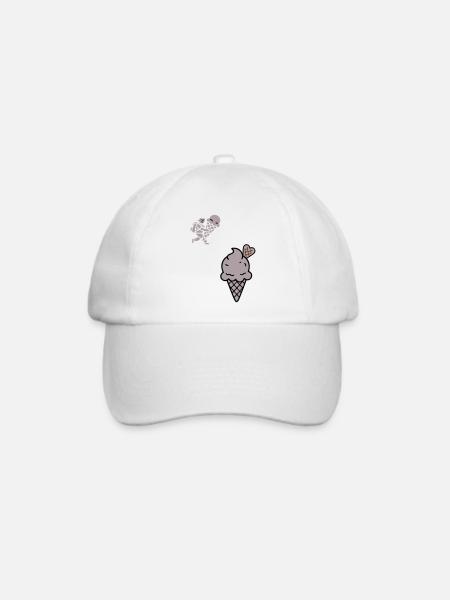 Schoko Eiswaffel Herz Icon - Baseballkappe - Weiß/Weiß
