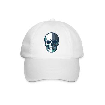 Stilisierte Totenkopfgrafik mit geteiltem Farbdesign - Baseballkappe - Weiß/Weiß - Vorne