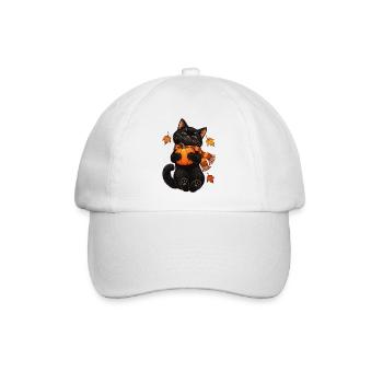 Black Cat Crescent Moon - Baseballkappe - Weiß/Weiß - Vorne
