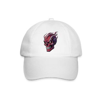 Dämonischer Schädel mit leuchtenden Augen und feurigem Haar - Baseballkappe - Weiß/Weiß - Vorne