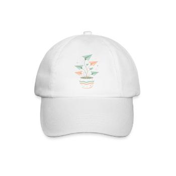 Pastellpapierflieger Blumentopf - Baseballkappe - Weiß/Weiß - Vorne