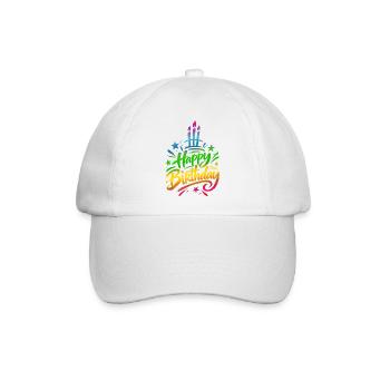 Zum Geburtstag viel Glückwunsch – bunter Farbverlauf - Baseballkappe - Weiß/Weiß - Vorne