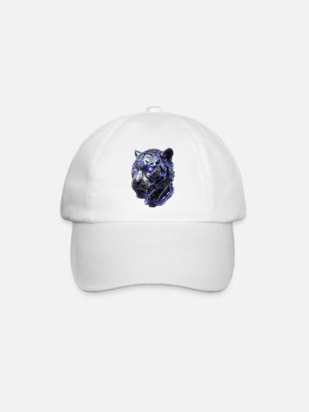 Neon-Tiger Kopf - Baseballkappe - Weiß/Weiß