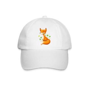 Süßer Fuchs in Kleeblättern - Baseballkappe - Weiß/Weiß - Vorne