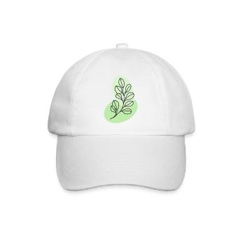 Botanische Eukalyptusblattlinie in Pastell - Baseballkappe - Weiß/Weiß - Vorne
