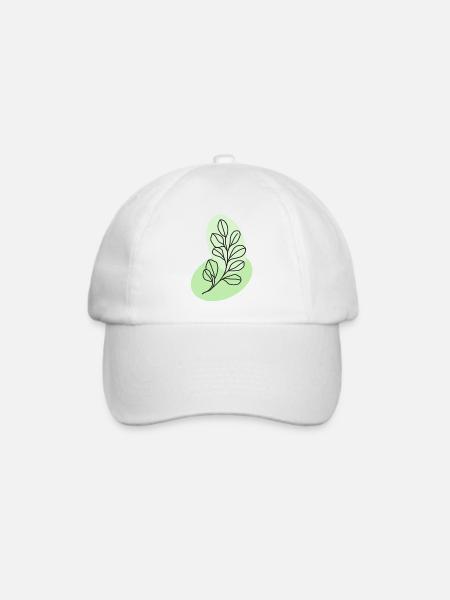 Botanische Eukalyptusblattlinie in Pastell - Baseballkappe - Weiß/Weiß