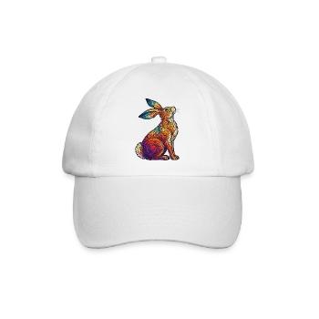 Kaleidoskopisches Kaninchen - Baseballkappe - Weiß/Weiß - Vorne