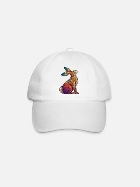 Kaleidoskopisches Kaninchen - Baseballkappe - Weiß/Weiß