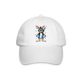 Bunter Punk Hase Taucher mit Rettungsring - Baseballkappe - Weiß/Weiß - Vorne