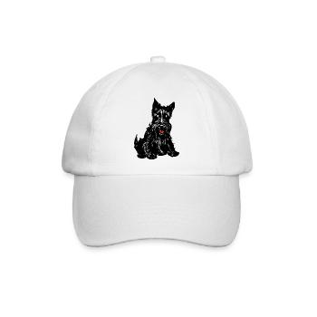 Monochrome Terrier-Linienkunst - Baseballkappe - Weiß/Weiß - Vorne