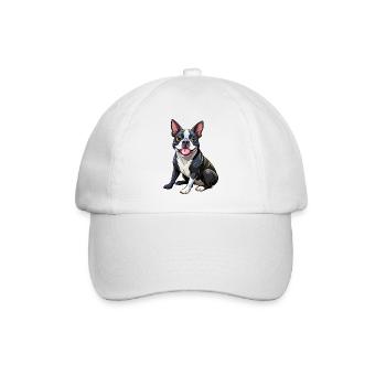 Boston Terrier Hundesitting - Baseballkappe - Weiß/Weiß - Vorne