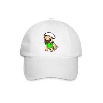 Beige Beret Mops - Baseballkappe - Weiß/Weiß - Vorne