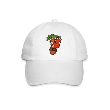 Eichhörnchen Eichel Blatt Regenschirm Shirt - Baseballkappe - Weiß/Weiß - Vorne