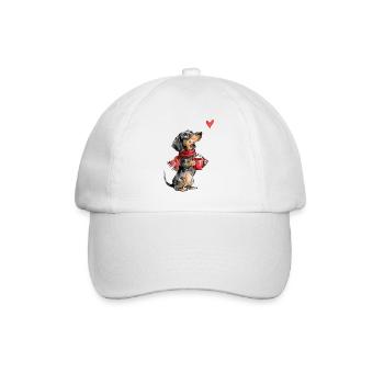 Dackel Weihnachten Kakao Geschenk Hundeliebhaber - Baseballkappe - Weiß/Weiß - Vorne