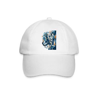 Abstrakte Boulder-Katze beim Klettern Design - Baseballkappe - Weiß/Weiß - Vorne