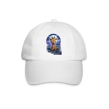 Schlafende Giraffe unterm Vollmond - Baseballkappe - Weiß/Weiß - Vorne