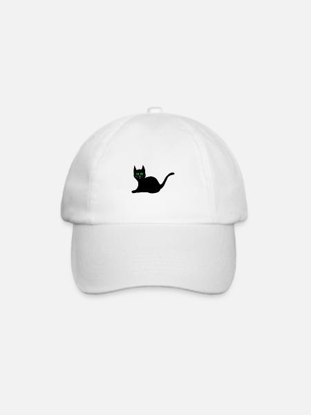 schwarze Katze - Baseballkappe - Weiß/Weiß