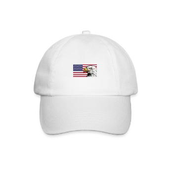 Amerika Flagge mit Adler personalisierbar - Baseballkappe - Weiß/Weiß - Vorne