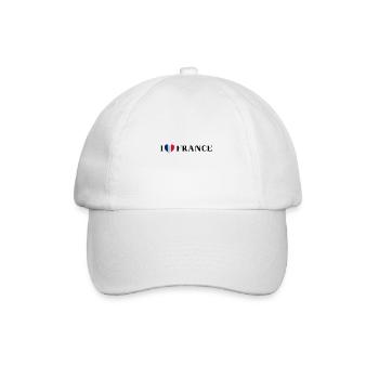 I LOVE FRANCE Geschenkidee Frankreich - Baseballkappe - Weiß/Weiß - Vorne