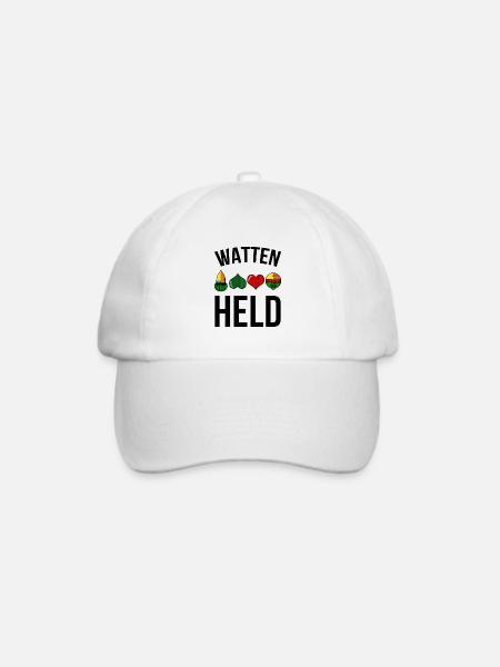 I LOVE WATTEN HELD Watteln HERZ Kartenspiel Karten - Baseballkappe - Weiß/Weiß