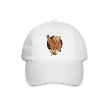 Russischer Bär mit dem Spruch Russische Seele für - Baseballkappe - Weiß/Weiß - Vorne