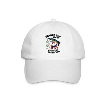 Ich gehe mit Papa angeln fischen springender Hecht - Baseballkappe - Weiß/Weiß - Vorne
