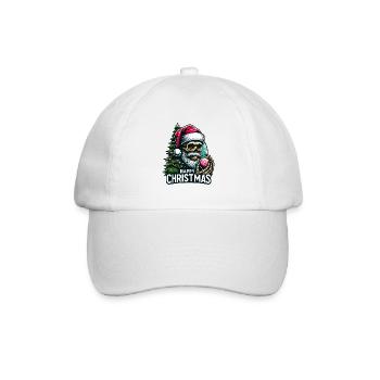 Weihnachtsmann Skull mit Christbaumkugel - Baseballkappe - Weiß/Weiß - Vorne