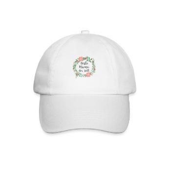 Beste Mama der Welt mit Blumen Blumenkranz - Baseballkappe - Weiß/Weiß - Vorne