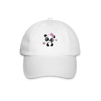 Weiblicher Panda mit Schmetterlingen - Baseballkappe - Weiß/Weiß - Vorne