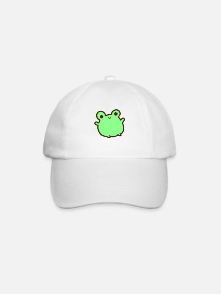 kawaii & fröhlicher grüner Frosch Frosch sitzend - Baseballkappe - Weiß/Weiß