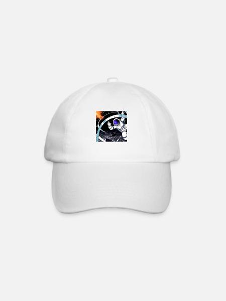 Astronaut fällt in schwarzes Loch - Baseballkappe - Weiß/Weiß