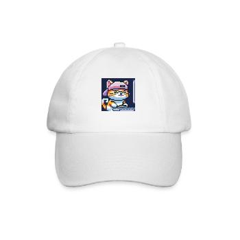 Cute cat with baseballhat playing computer games - Baseballkappe - Weiß/Weiß - Vorne