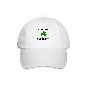 St Patrick's Day Geschenkidee Kiss me I'm Irish - Baseballkappe - Weiß/Weiß - Vorne