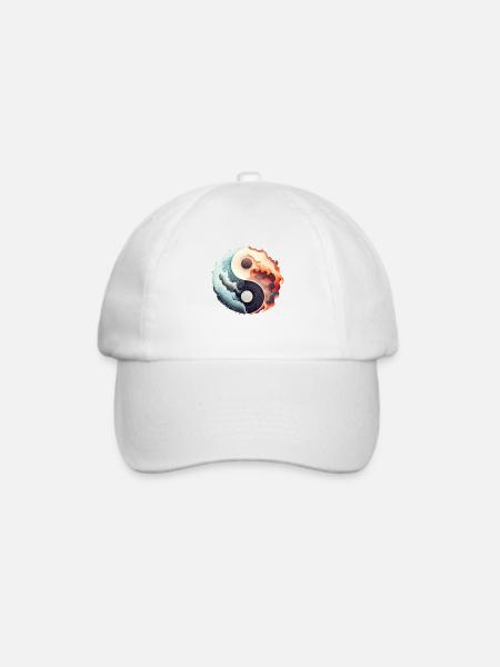 Ying Yang - Water vs Stone in Fire - Baseballkappe - Weiß/Weiß