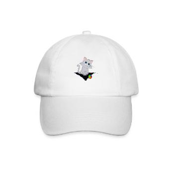Kleines Kätzchen mit kleinem Ball - Baseballkappe - Weiß/Weiß - Vorne
