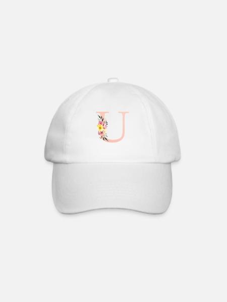 U Monogramm Floral - Baseballkappe - Weiß/Weiß