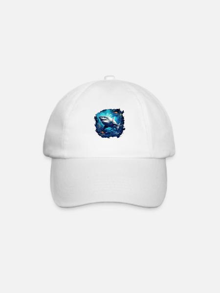 Hai Design Haifisch Meeresraubtier weißer Hai - Baseballkappe - Weiß/Weiß