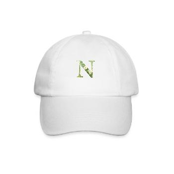 Buchstabe N, Monogramm, Blumenmuster - Baseballkappe - Weiß/Weiß - Vorne