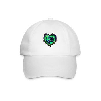 Heile die Welt, Erdkugel in Herzform, Neonlicht - Baseballkappe - Weiß/Weiß - Vorne