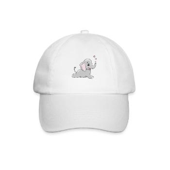 Liegendes glückliches Elefantenbaby - Baseballkappe - Weiß/Weiß - Vorne