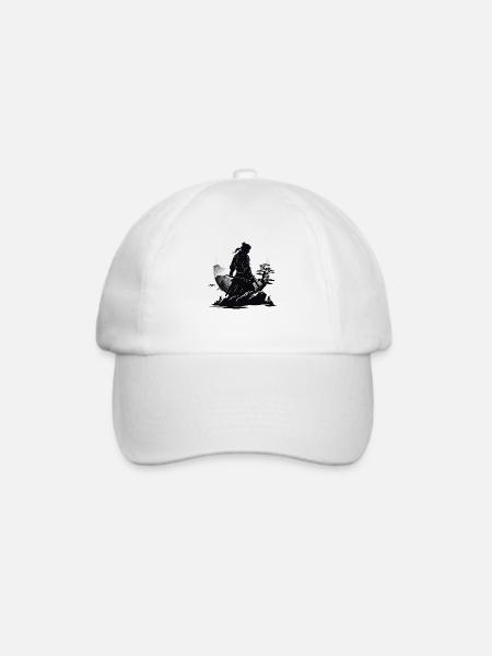 Samurai Krieger Japan Landschaft - Baseballkappe - Weiß/Weiß