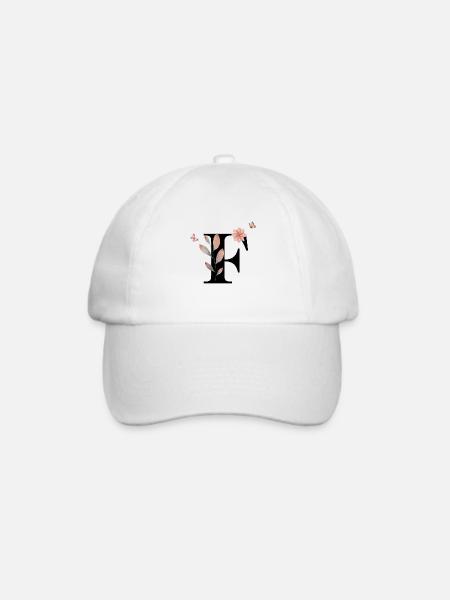 Buchstabe f Wildblumen Aquarelle - Baseballkappe - Weiß/Weiß