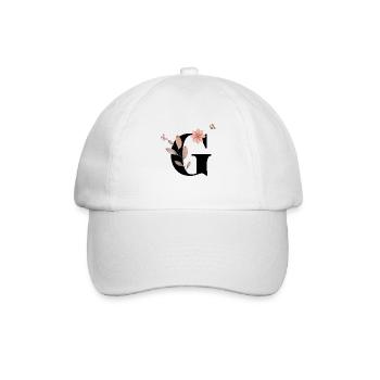 Buchstabe g Wildblumen Aquarelle - Baseballkappe - Weiß/Weiß - Vorne