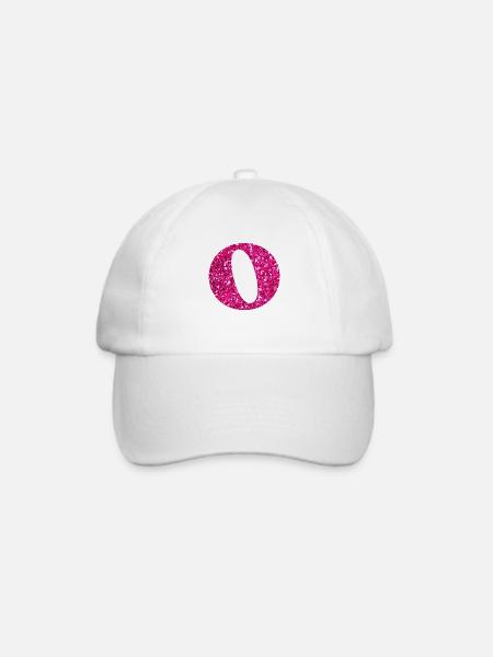 Buchstabe o rosa Glitzer - Baseballkappe - Weiß/Weiß