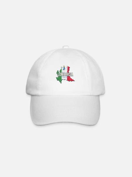 Lombardei Italien Retro Region Landkarte Souvenir - Baseballkappe - Weiß/Weiß