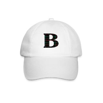Monogrammiert b Schottischer Tartan - Baseballkappe - Weiß/Weiß - Vorne