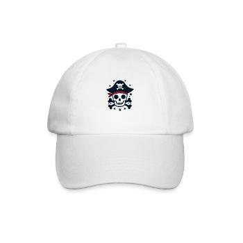 Piraten-Totenkopf mit gekreuzten Knochen - Baseballkappe - Weiß/Weiß - Vorne