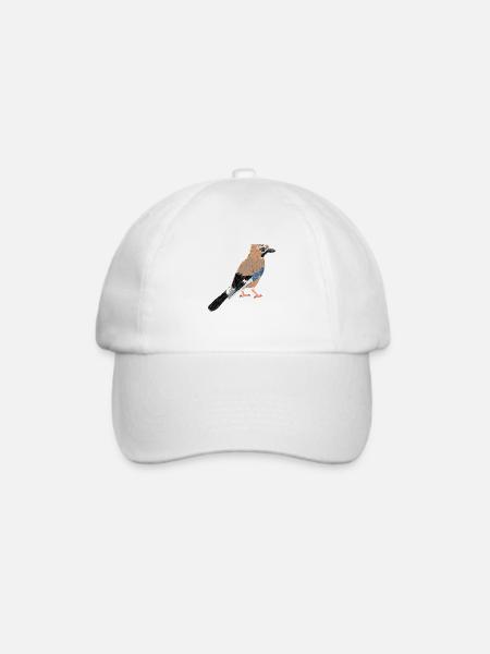 Eichelhäher / Eurasian Jay I - Baseballkappe - Weiß/Weiß