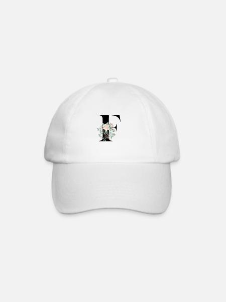 Buchstabe F Blühende - Baseballkappe - Weiß/Weiß