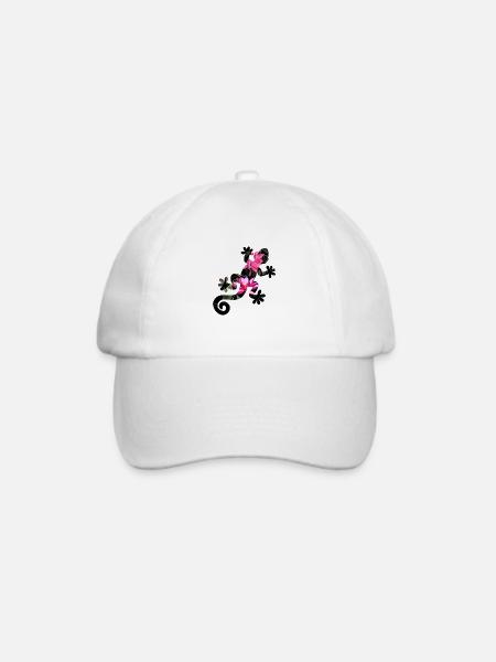 Eidechse mit Blumen - Baseballkappe - Weiß/Weiß